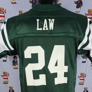 Y2K New York Jets Ty Law #24 green & white youth XL adult Sm NFL football jersey